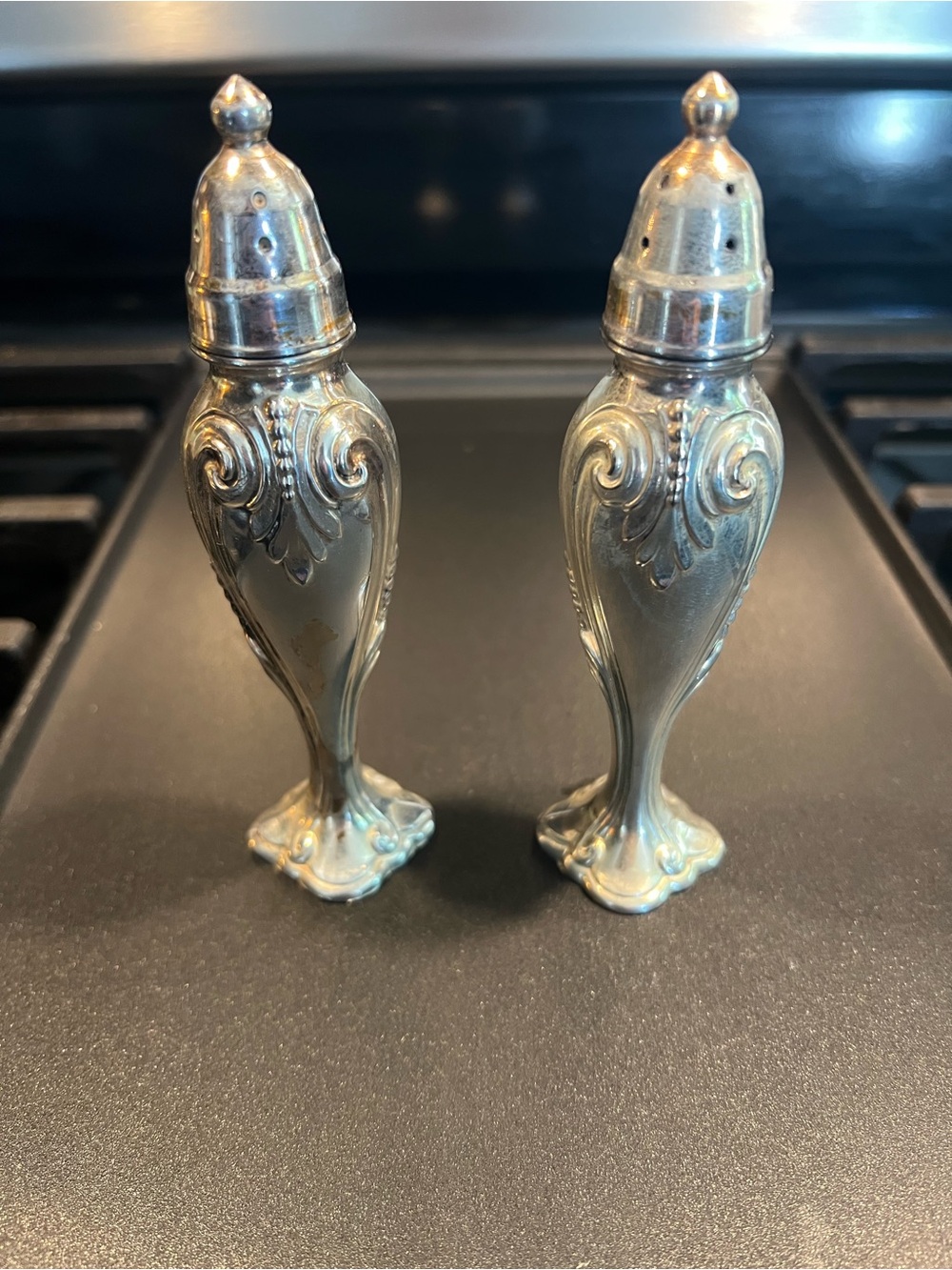 Ornate Vintage-Style Silver Salt & Pepper Shakers-Harmony House Sonata by Masco